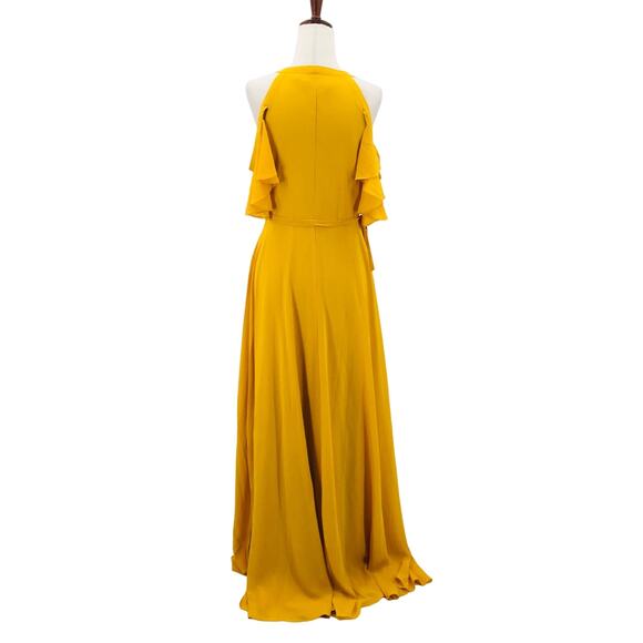 LULU'S SZ S Easy Listening Marigold Yellow Cold-Shoulder Wrap Maxi Dress NEW B42 - Picture 4 of 10